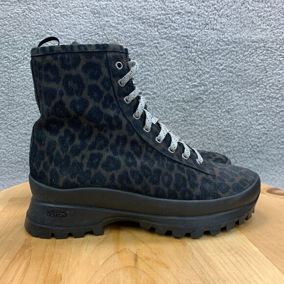 P448 Denise Platform Womens Size EU 41 / US 10-11 Boots Combat Leopard Print - Picture 1 of 9